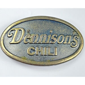 Vintage Dennison's Chili Brass Belt Buckle Oval Western Advertising Collectible